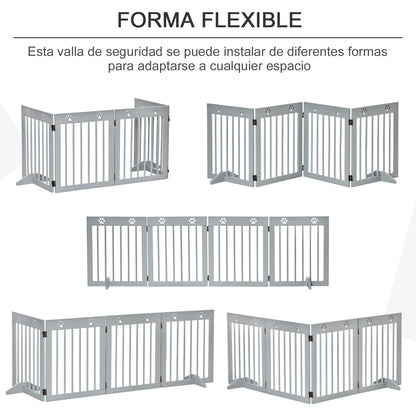 Pawhut Barrera Para Perros Plegable De 4 Paneles 204x30x61 Cm Gris Claro_5