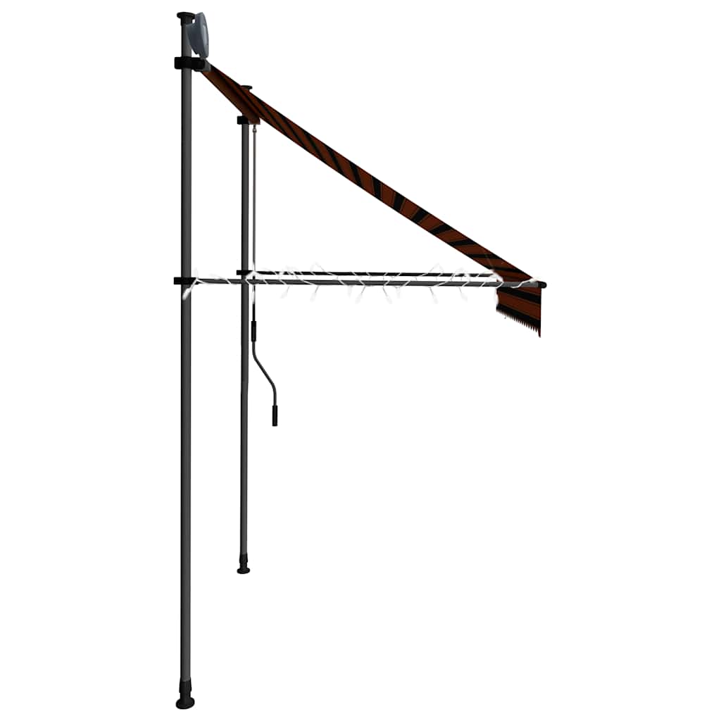 Toldo Manual Retráctil Con Led Naranja Y Marrón 200 Cm_4