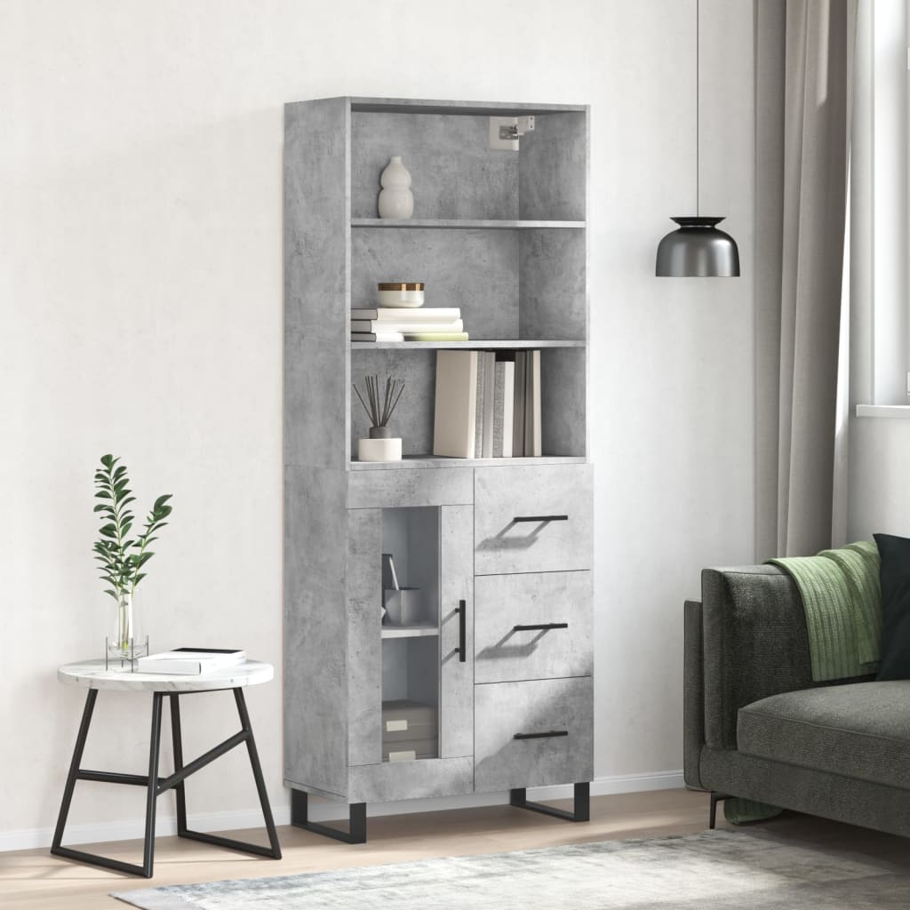 Aparador Alto Madera Contrachapada Gris Hormigón 69,5x34x180 Cm_0