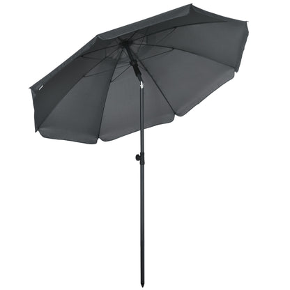 Sombrilla De Playa Outsunny Acero, Poliéster Gris Oscuro 180x180x209 Cm_0