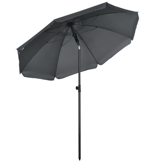 Outsunny Sombrilla De Playa Grande Ø180 Cm Con Ángulo Ajustable Gris Oscuro_0
