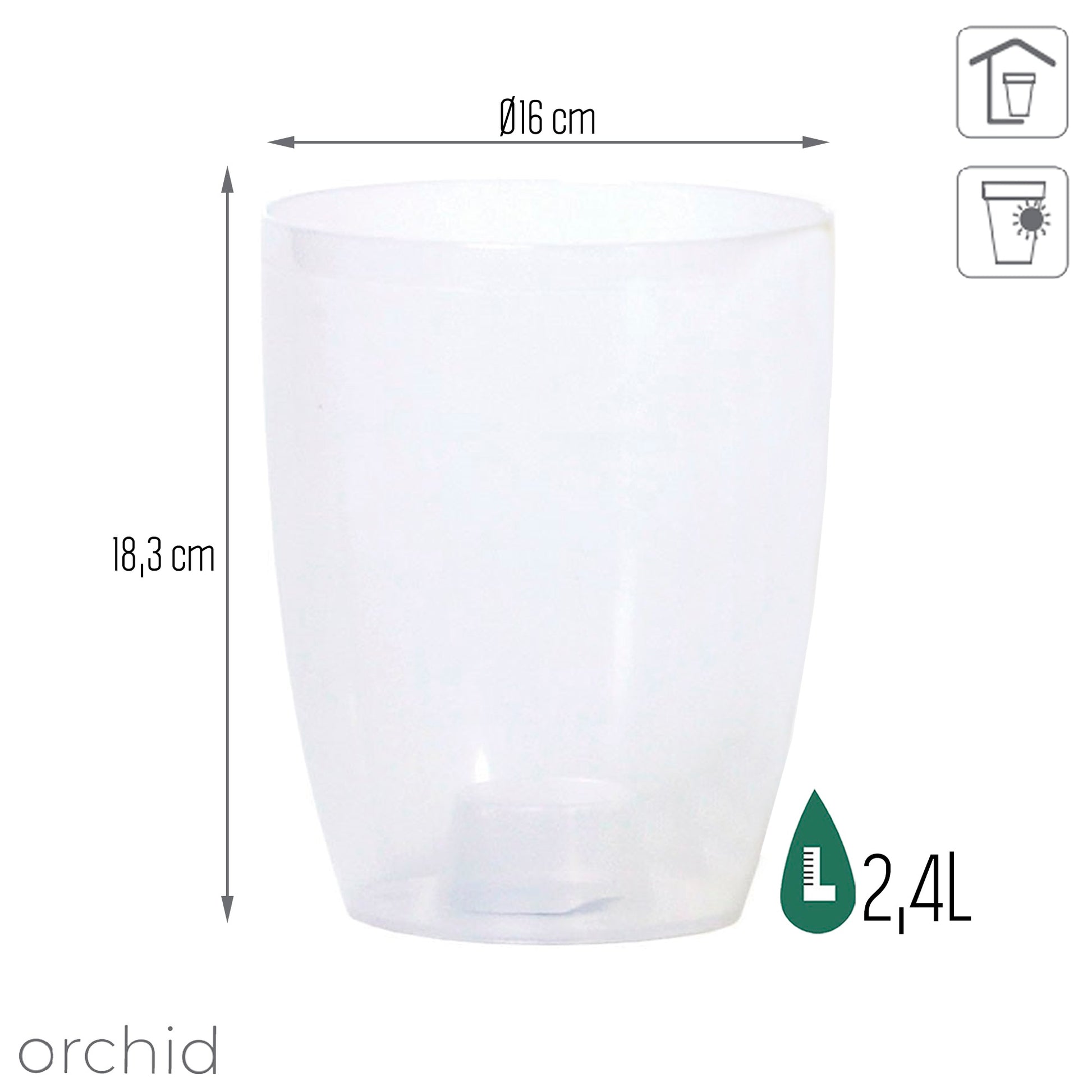 Maceta Coubi Orchid 2,4l., Dimensiones (mm) 160x160x183, Color Transparente Mate_2