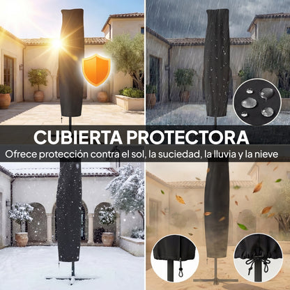 Outsunny Parasol Excéntrico Con Luces Led Solares_4