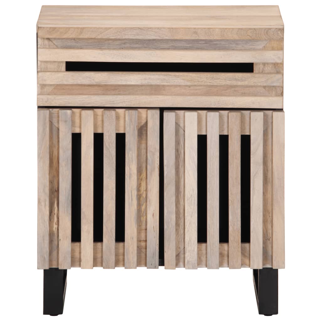 Mesita De Noche De Madera Maciza De Mango Rugosa 50x34x60 Cm_0