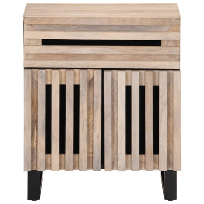 Mesita De Noche De Madera Maciza De Mango Rugosa 50x34x60 Cm_0
