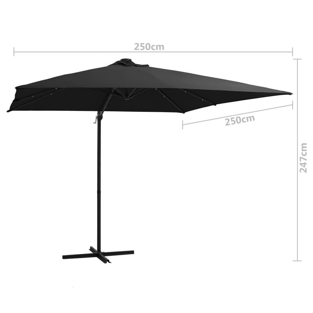Vidaxl Sombrilla Voladiza Con Luces Led Y Poste Acero Negro 250x250 Cm_2