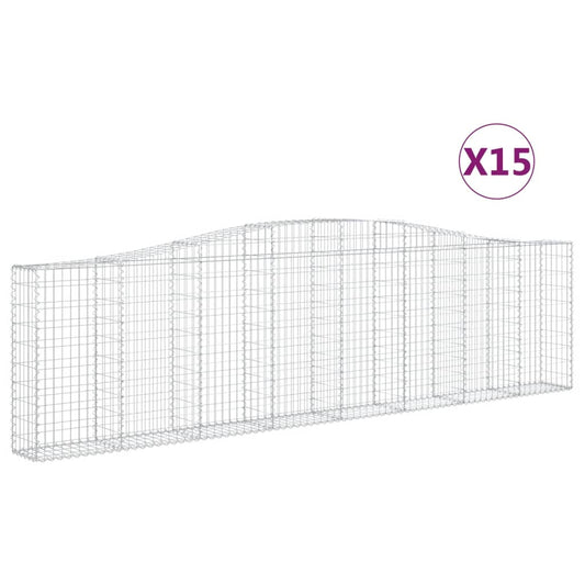 Cestas De Gaviones 15 Uds Forma De Arco Hierro 400x30x100/120cm_0