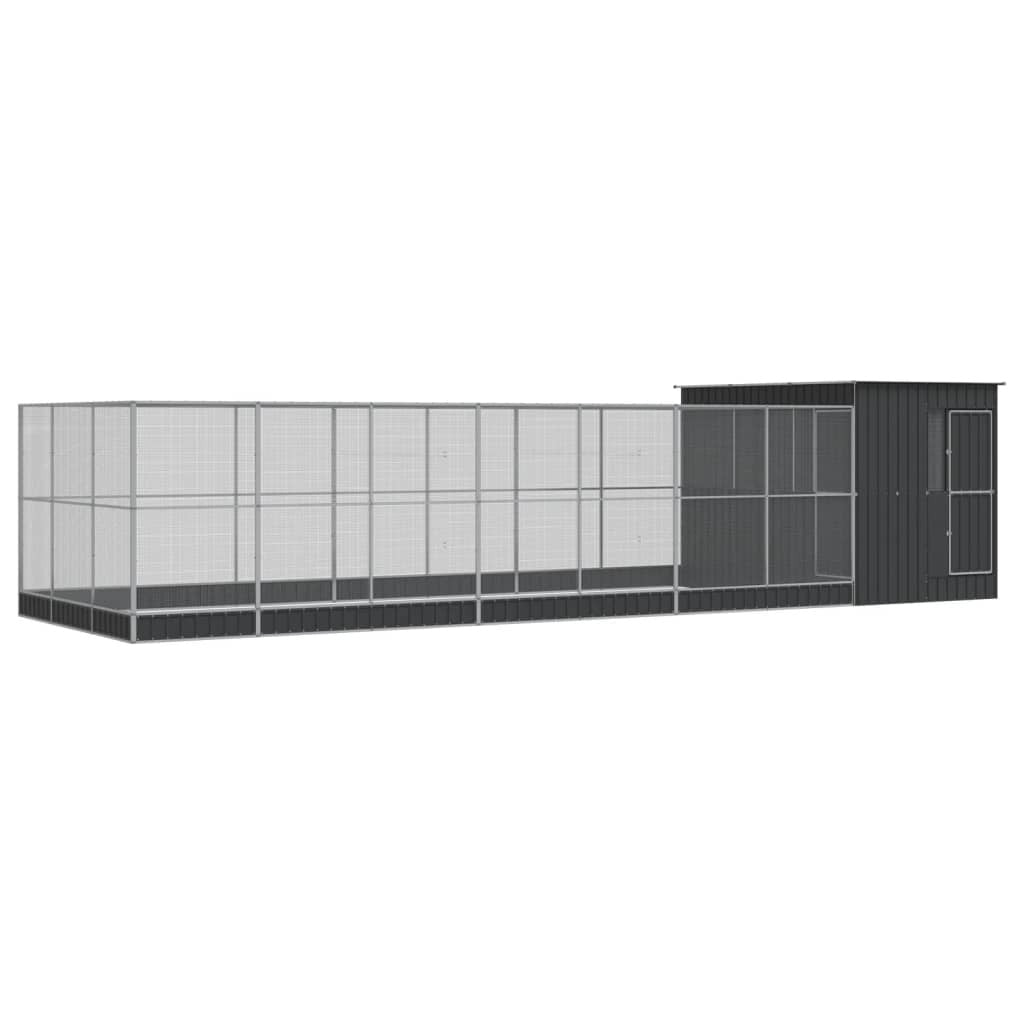 Vidaxl Pajarera Con Extensión Acero Plateado 911x303x216 Cm_0