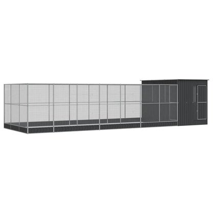 Vidaxl Pajarera Con Extensión Acero Plateado 911x303x216 Cm_0
