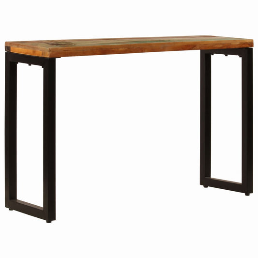 Mesa Consola Madera Maciza Reciclada Y Acero 120x35x76 Cm_0