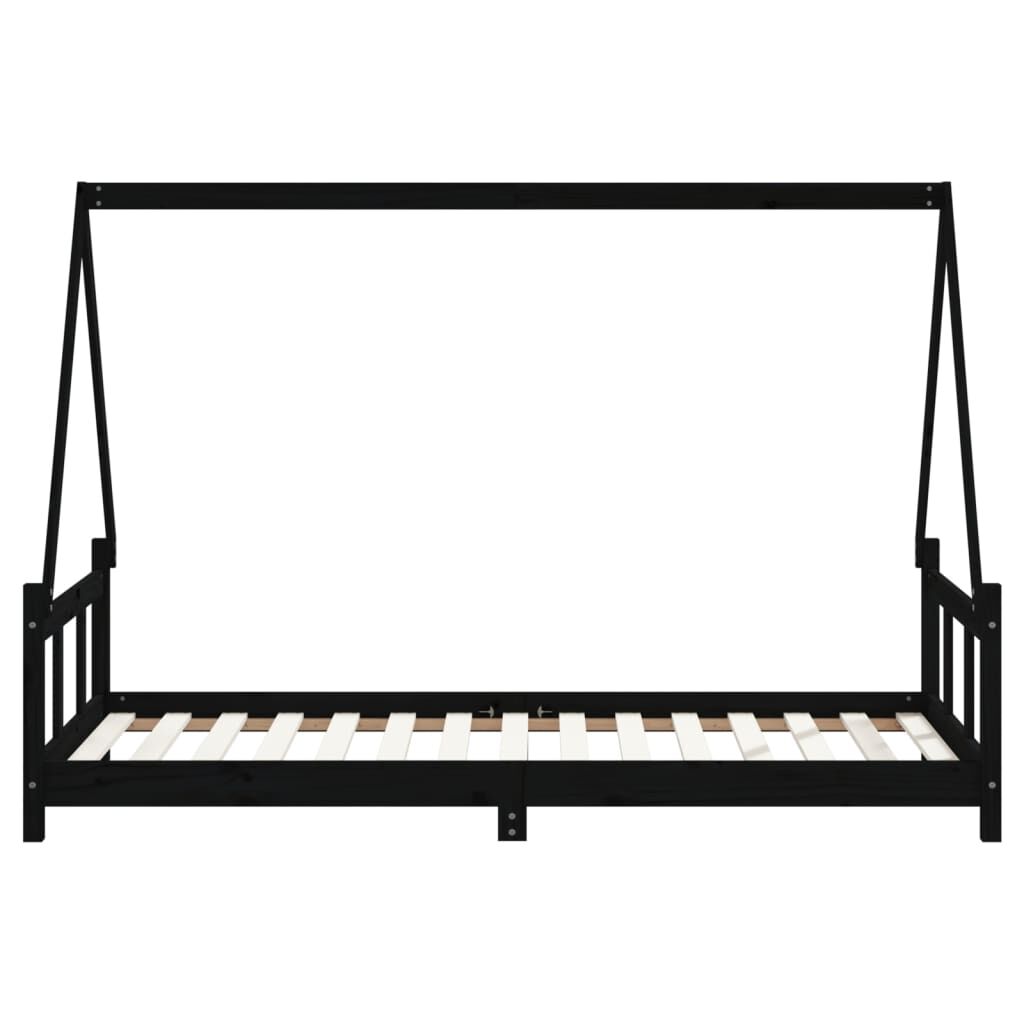 Vidaxl Estructura De Cama Para Niños Madera De Pino Negro 90x190 Cm_4