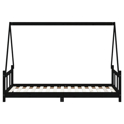 Vidaxl Estructura De Cama Para Niños Madera De Pino Negro 90x190 Cm_4