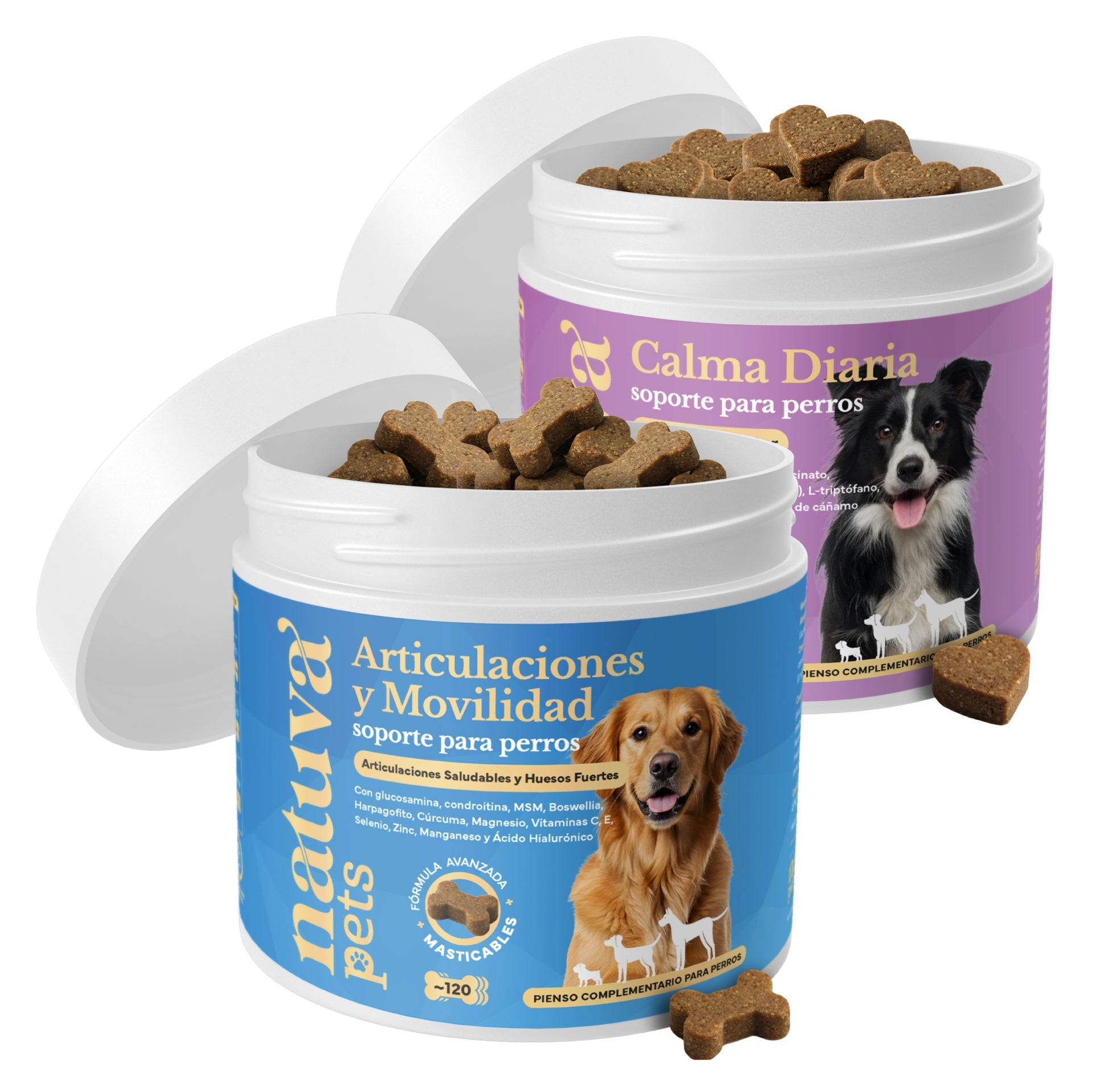 Pack Condroprotector + Calmante Para Perros. Movilidad Y Calma. Suplementos Mascotas. 240 Masticables. Natuva Pets_0