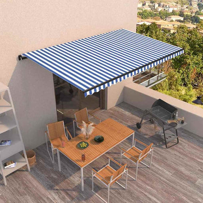 Toldo Retráctil Manual Azul Y Blanco 500x350 Cm_1