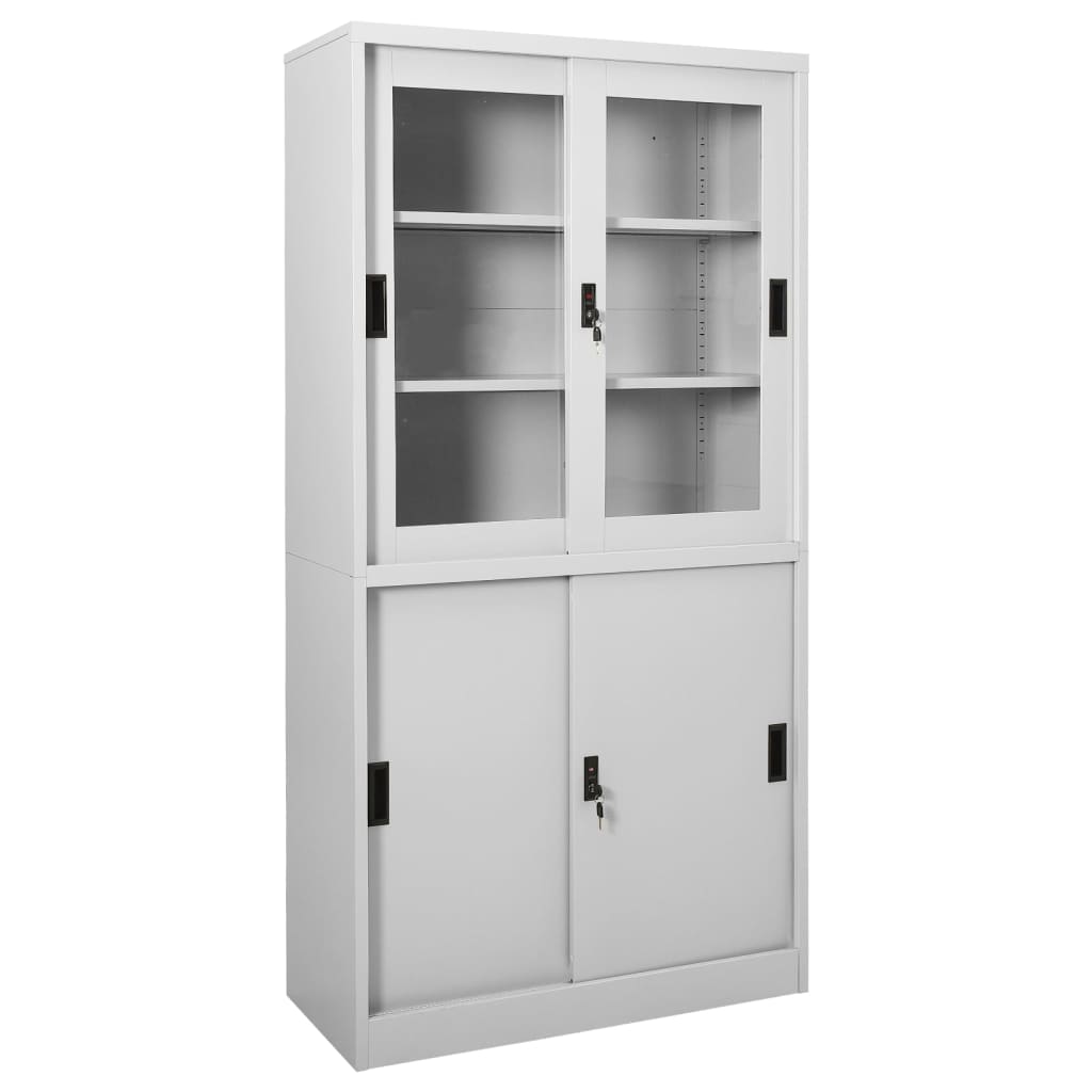 Armario Oficina Puerta Corredera Acero Gris Claro 90x40x180 Cm_0
