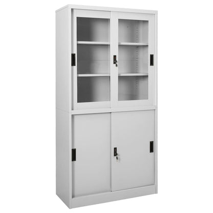 Armario Oficina Puerta Corredera Acero Gris Claro 90x40x180 Cm_0