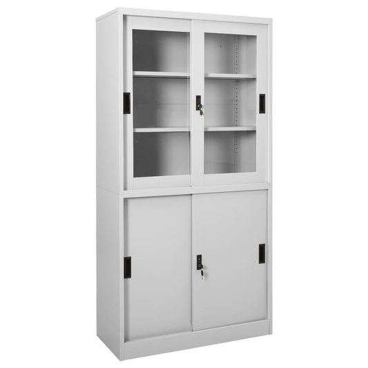 Armario Oficina Puerta Corredera Acero Gris Claro 90x40x180 Cm_0