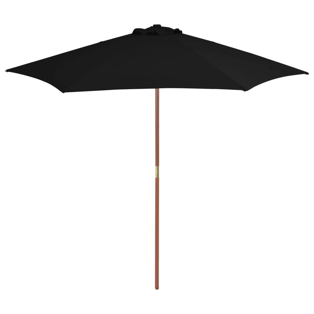 Vidaxl Sombrilla De Jardín Con Palo De Madera Negro 270 Cm_0