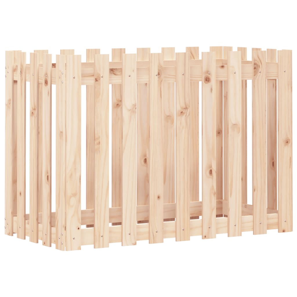 Arriate Elevado Jardín Con Valla Madera Maciza Pino 100x50x70cm_3