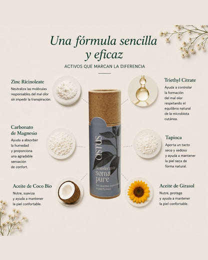 Desodorante sólido natural sin aluminio y sin perfume para piel sensible | SOMA PURE Viaje 10 ml_2