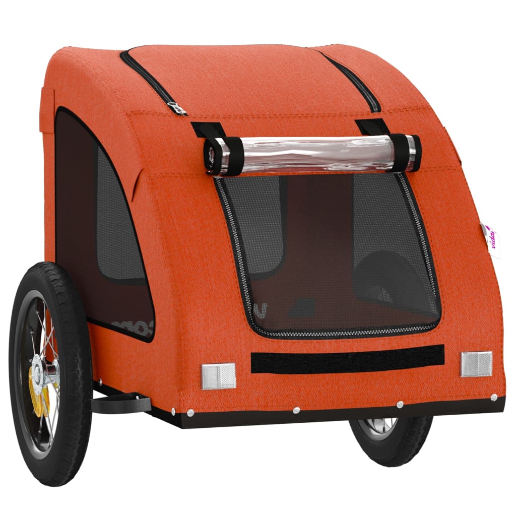 Remolque De Bicicleta Mascotas Hierro Tela Oxford Naranja_4