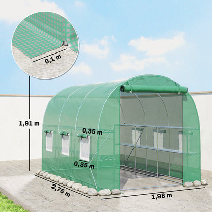 Outsunny Invernadero De Exterior 2,8x2x1,9 M Con Estantes Puerta Enrollable_2