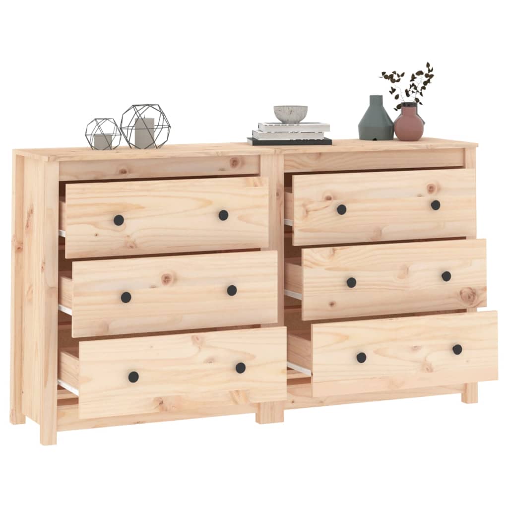 Aparador De Madera Maciza De Pino 140x35x80 Cm_3