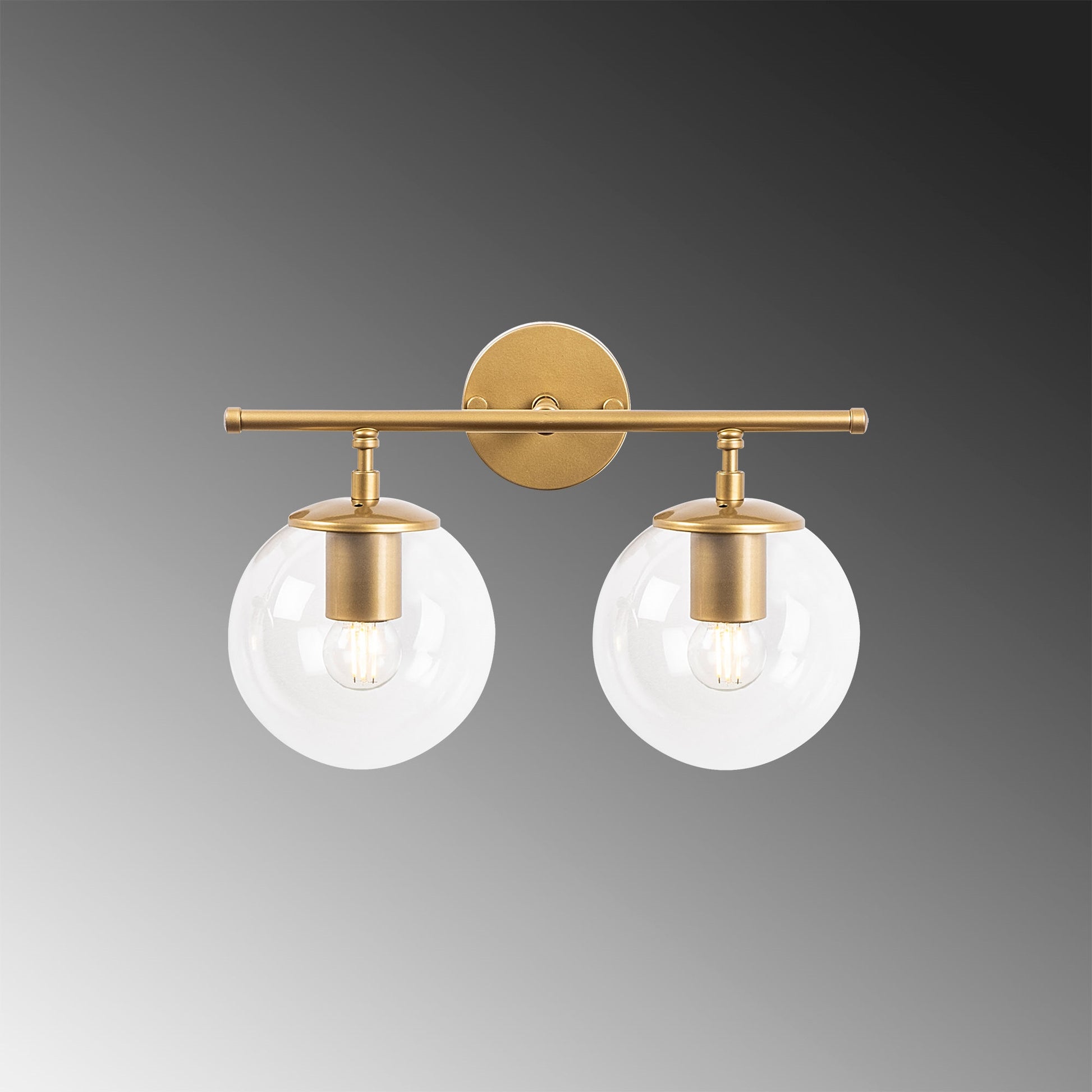 Aplique De Pared, Recto 2 Transparente, Metal , Oro Brillante, 36x24x16, Casquillo 2 X E14 Max 40 W_3