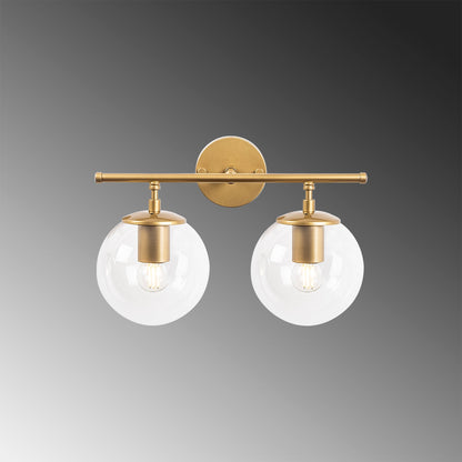 Aplique De Pared, Recto 2 Transparente, Metal , Oro Brillante, 36x24x16, Casquillo 2 X E14 Max 40 W_3