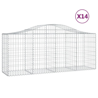 Cestas De Gaviones 14 Uds Forma De Arco Hierro 200x50x80/100 Cm_0
