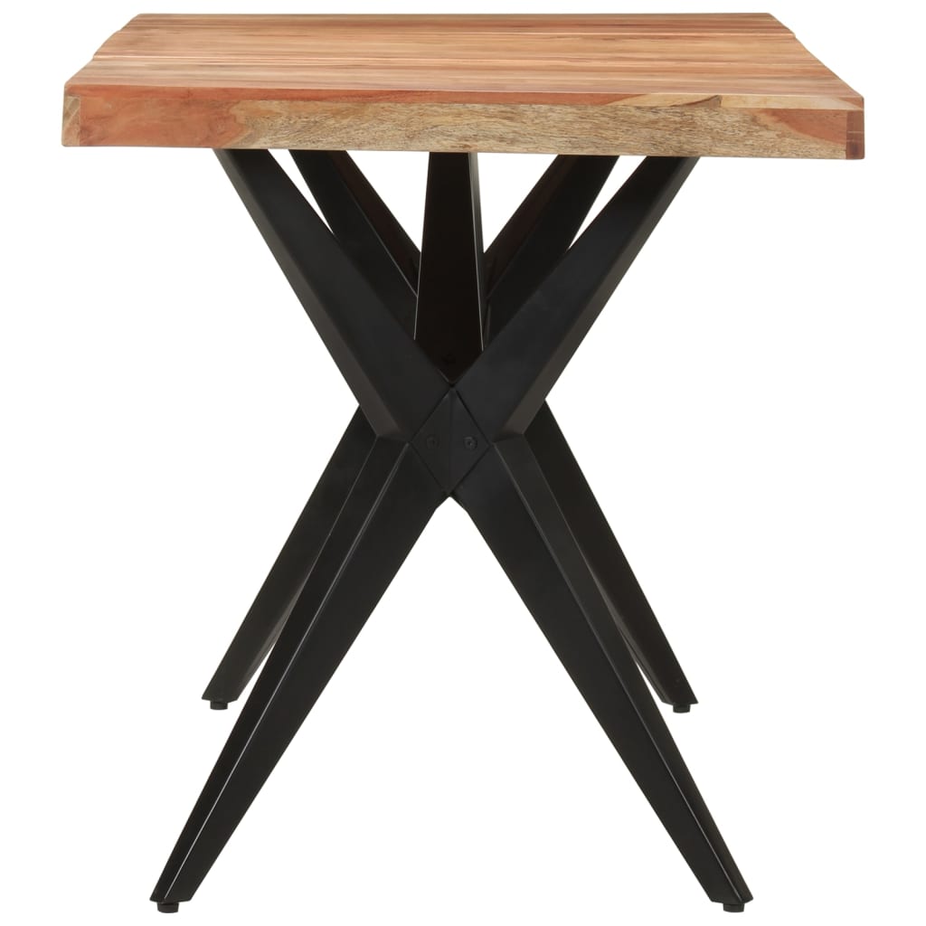 Mesa De Comedor Madera Maciza De Acacia Negra 140x70x76 Cm_1