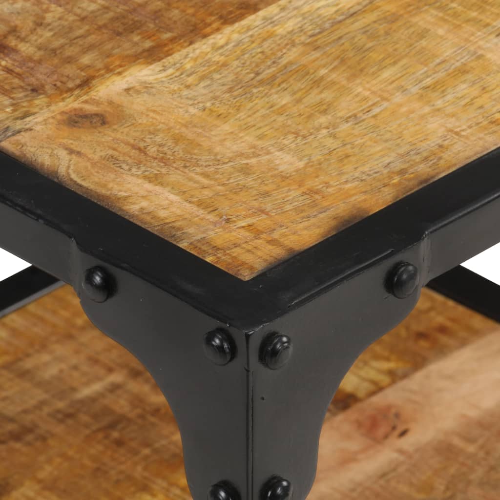 Mesa De Centro De Madera Maciza De Mango Rugosa 40x40x36 Cm_2