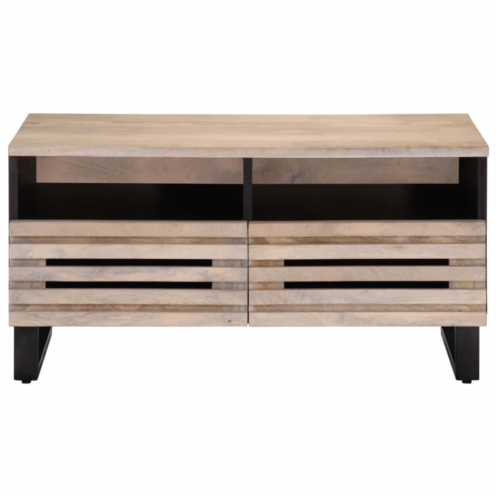 Mesa De Centro De Madera Maciza De Mango 80x55x40 Cm_0