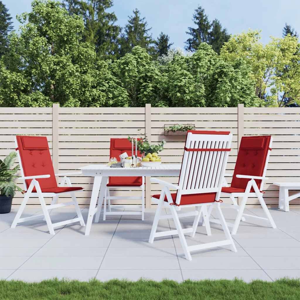Vidaxl Cojines De Silla Con Respaldo Alto 4 Uds Tela Oxford Rojo_1