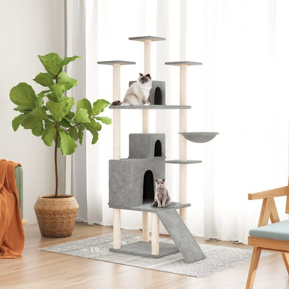 Vidaxl Rascador Para Gatos Con Postes De Sisal Gris Claro 175 Cm_1