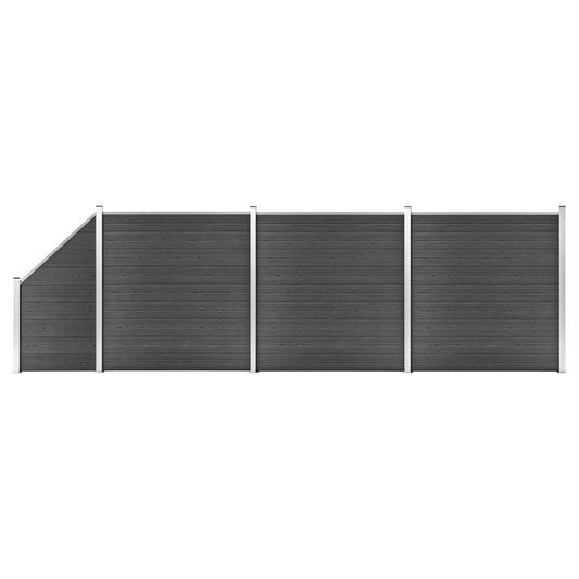 Set De Paneles De Valla Wpc Negro 619x(105-186) Cm / Vetonek_0