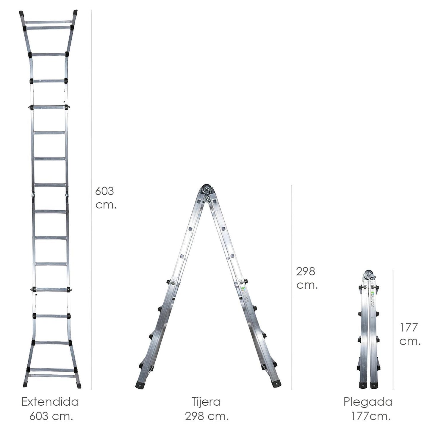 Escalera Telescópica Aluminio  6+6 Peldaños Perfil 67 Mm.