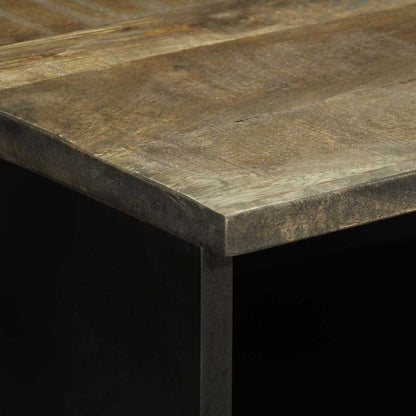 Mesita De Noche De Madera Maciza De Mango Gris Claro 40x33x46cm_4