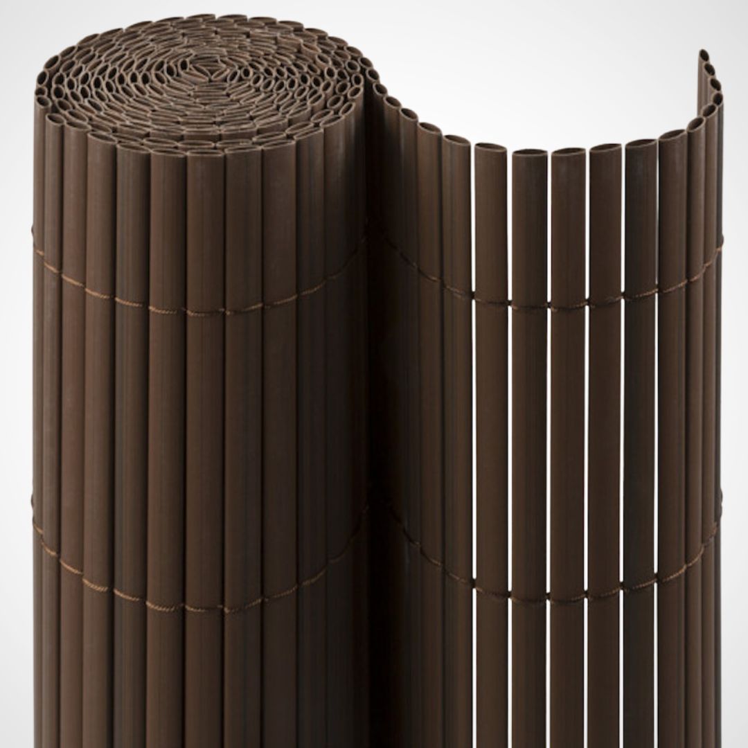 Cañizo Pvc Doble Cara| 1x3 M| Color Marron| Lamas 11 Mm| Composición 100% Pvc| Bridas De Sujeción Incluidas_0