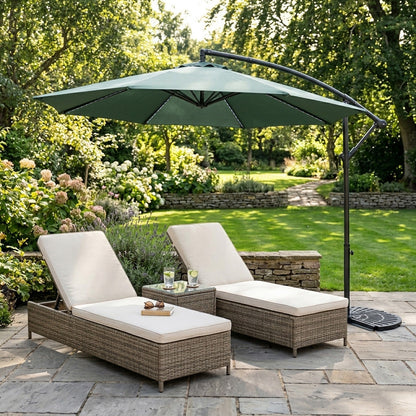 Parasol Excéntrico Led De 3 M Con Base De Medio Abanico – Verde_3