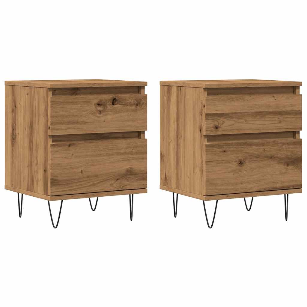 Mesitas De Noche 2 Uds Madera Roble Artisian 40x35x50 Cm_0