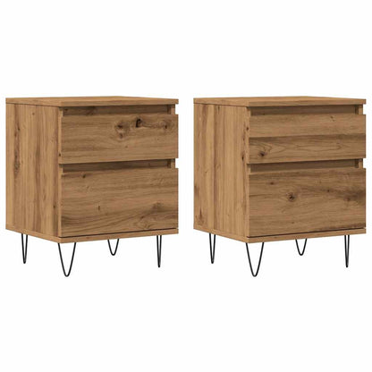 Mesitas De Noche 2 Uds Madera Roble Artisian 40x35x50 Cm_0