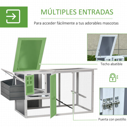 Pawhut Gallinero De Madera Exterior Con Nido Corral Techo De Policarbonato Rampa_5