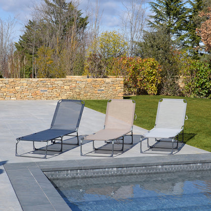 Lote De 2 Tumbonas Mirage Texaline 2x1 Y Aluminio Gris Con Reposabrazos 195x65xh88cm- Tumbonas, Hamacas Y Tumbonas_4