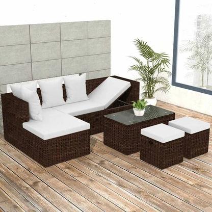 Vidaxl Set Muebles De Jardín 4 Piezas Y Cojines Ratán Sintético Marrón_1