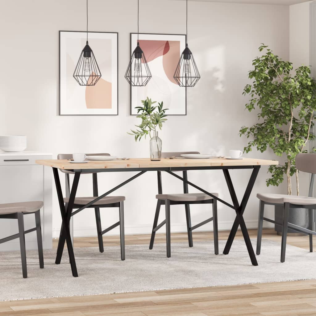 Mesa De Comedor Marco X Madera Maciza Pino Acero 140x80x75,5 Cm_1