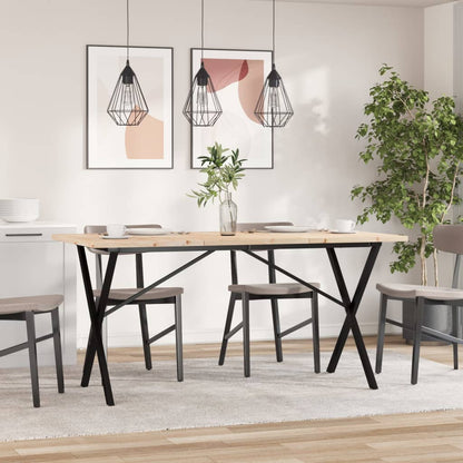 Mesa De Comedor Marco X Madera Maciza Pino Acero 140x80x75,5 Cm_1