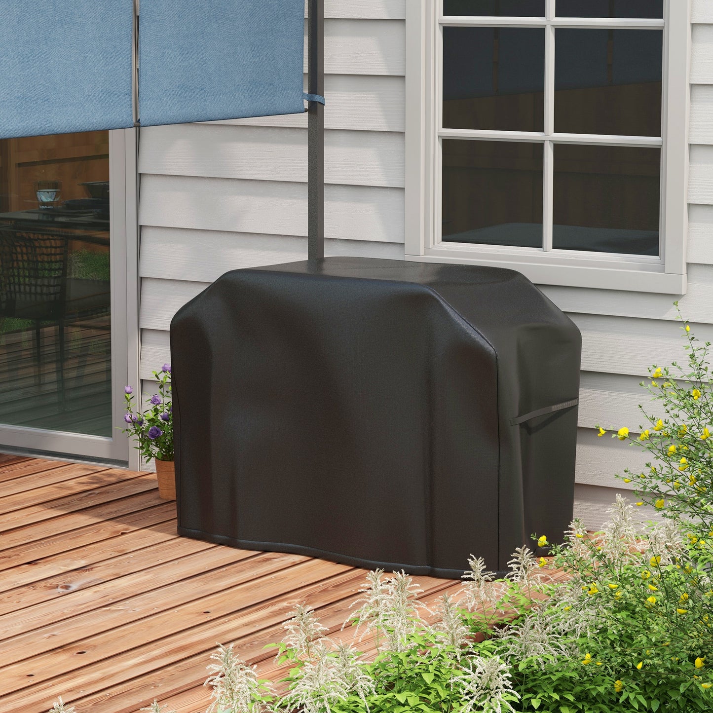 Outsunny Funda Para Barbacoa Rectangular Con Cordón 124x61x91 Cm Negro_1
