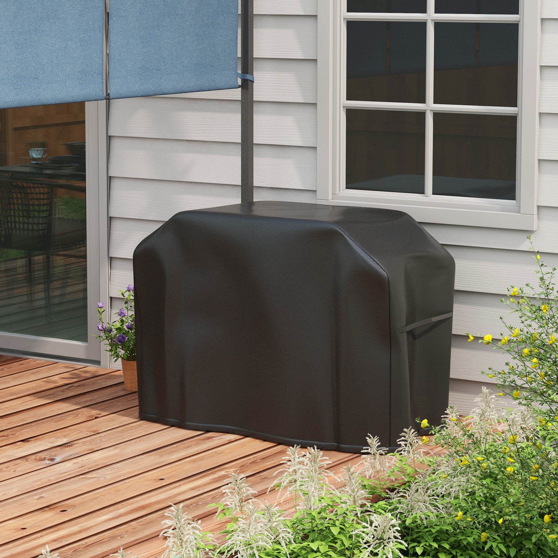 Outsunny Funda Para Barbacoa Rectangular Con Cordón 124x61x91 Cm Negro_1