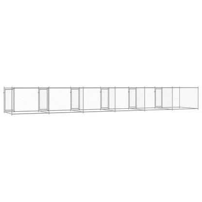 Jaula De Perros Con Puertas Acero Galvanizado Gris 12x2x1,5 M_5